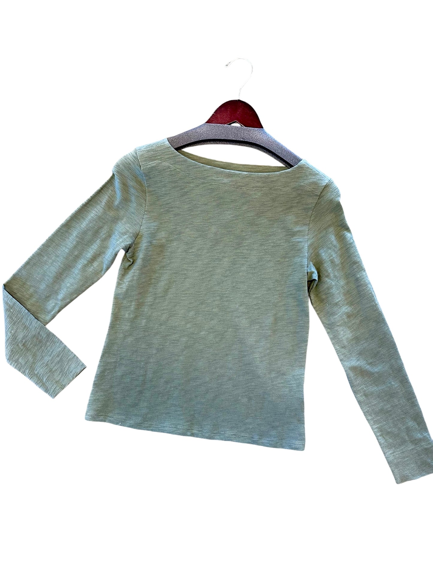 Long Sleeve Seamed Boatneck Tee in agave by Lilla P