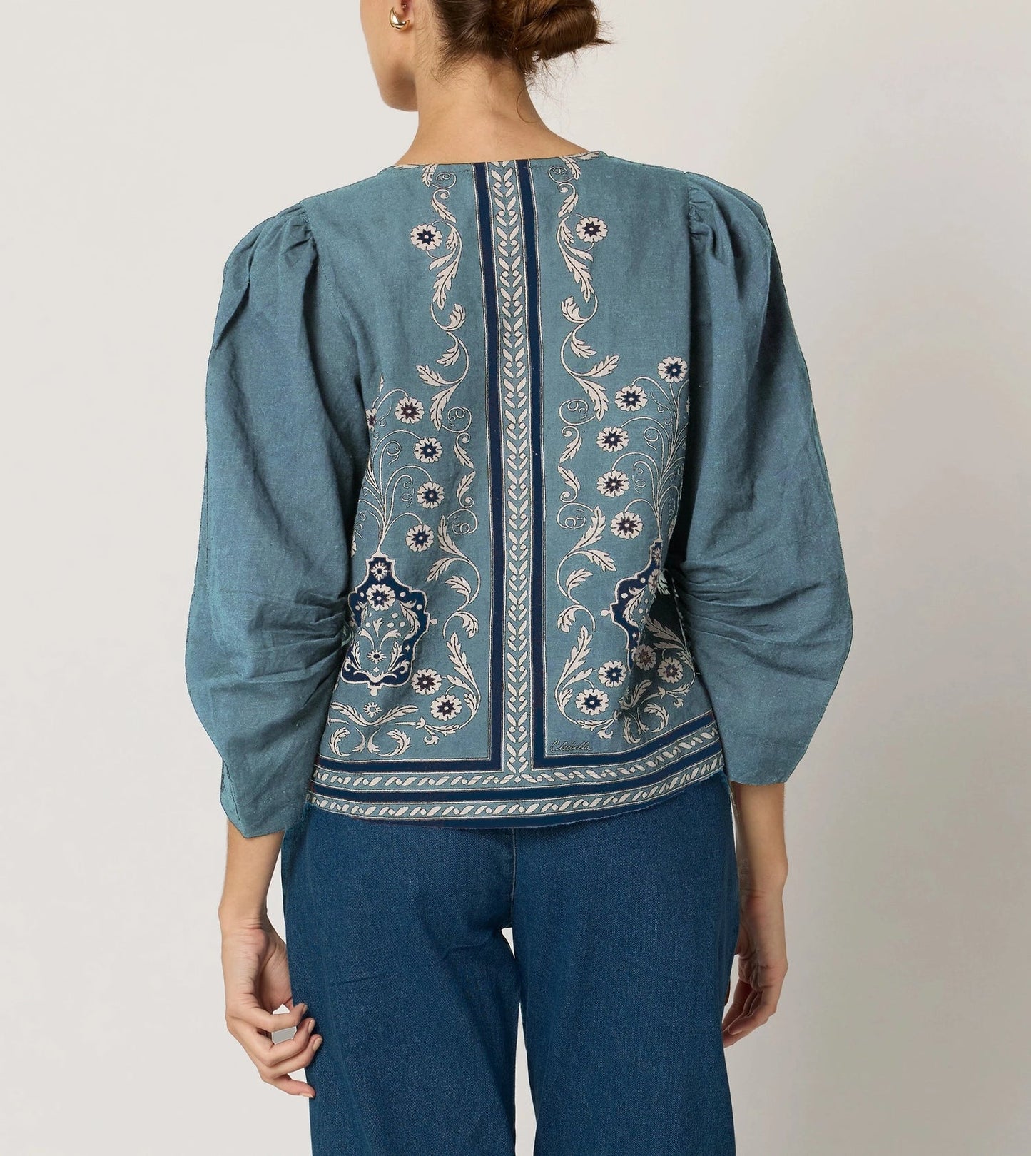 Farrah Blouse in cardamon blue by Cleobella