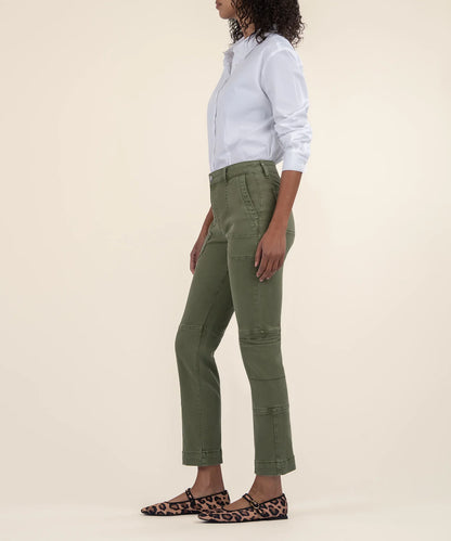 Elizabeth High Rise Crop Straight Leg Pant in olive by KUT Denim