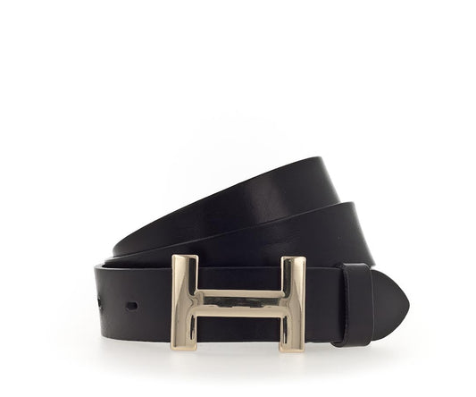 H Gold Buckle in black by Vanzetti