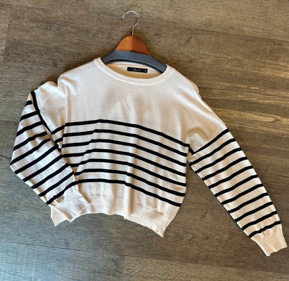 Polly Striped Sweater in ecru/black by Deluc