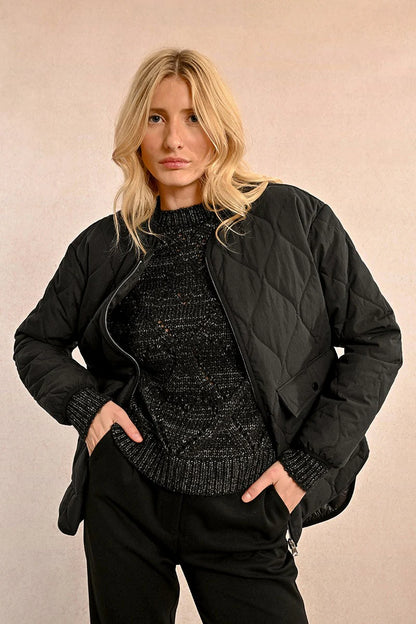 Quilted Puffer Jacket in black by Molly Bracken