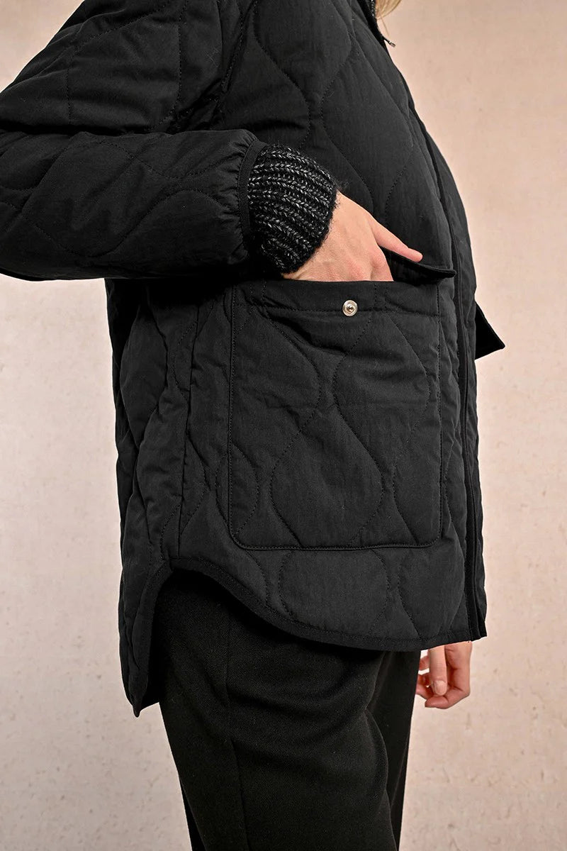 Quilted Puffer Jacket in black by Molly Bracken