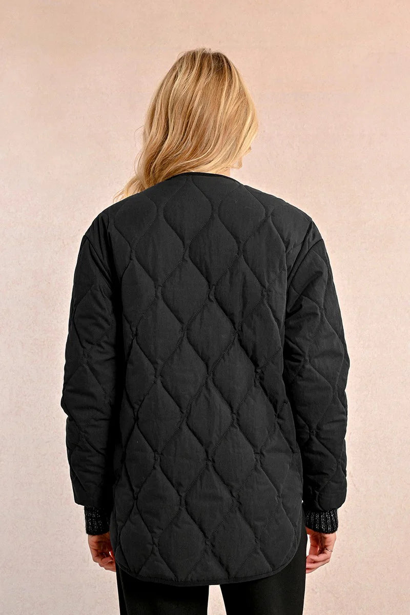 Quilted Puffer Jacket in black by Molly Bracken