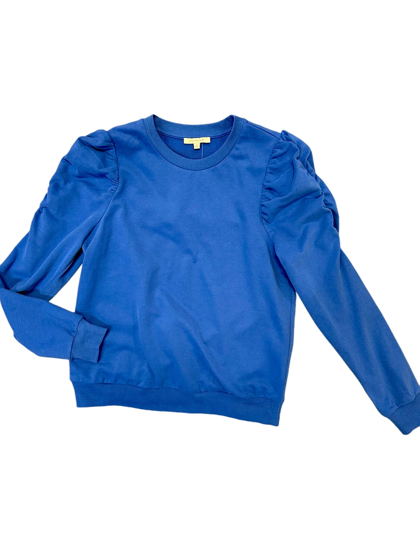 Rouched Sleeve Knit Top in cobalt by Skies are Blue