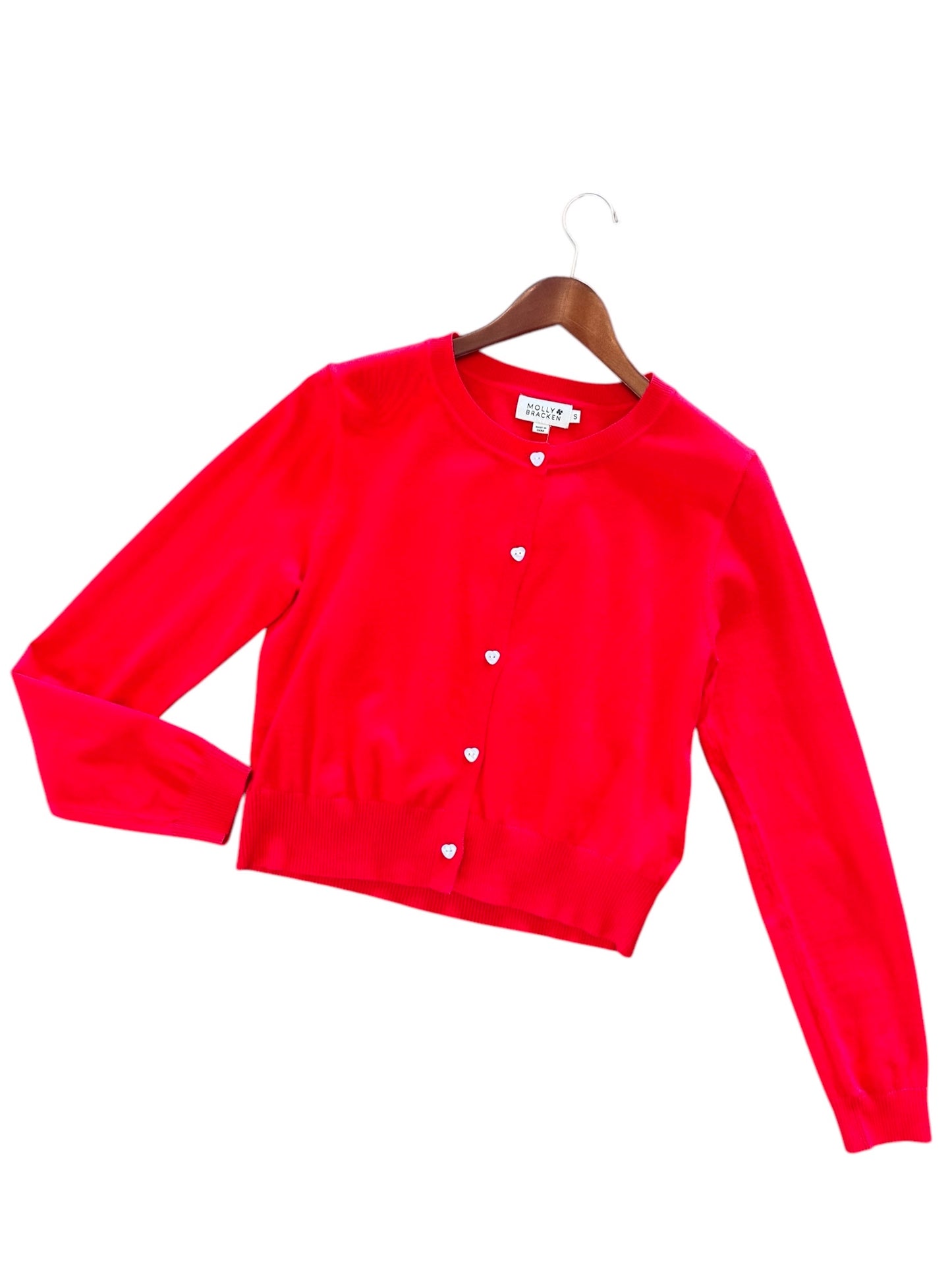 Button Up Cardigan in red by Molly Bracken