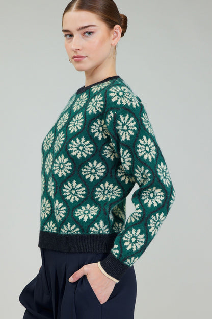 Long Sleeve Pullover Sweater in deep green by Current Air