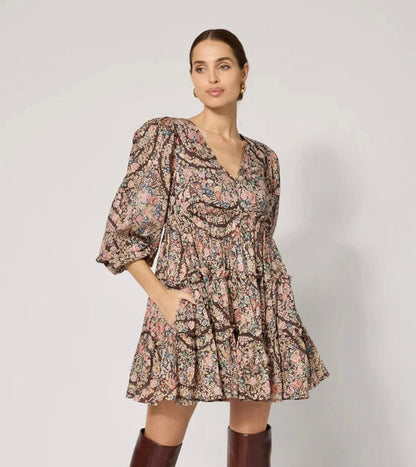 Francesca Mini Dress in divina print by Cleobella