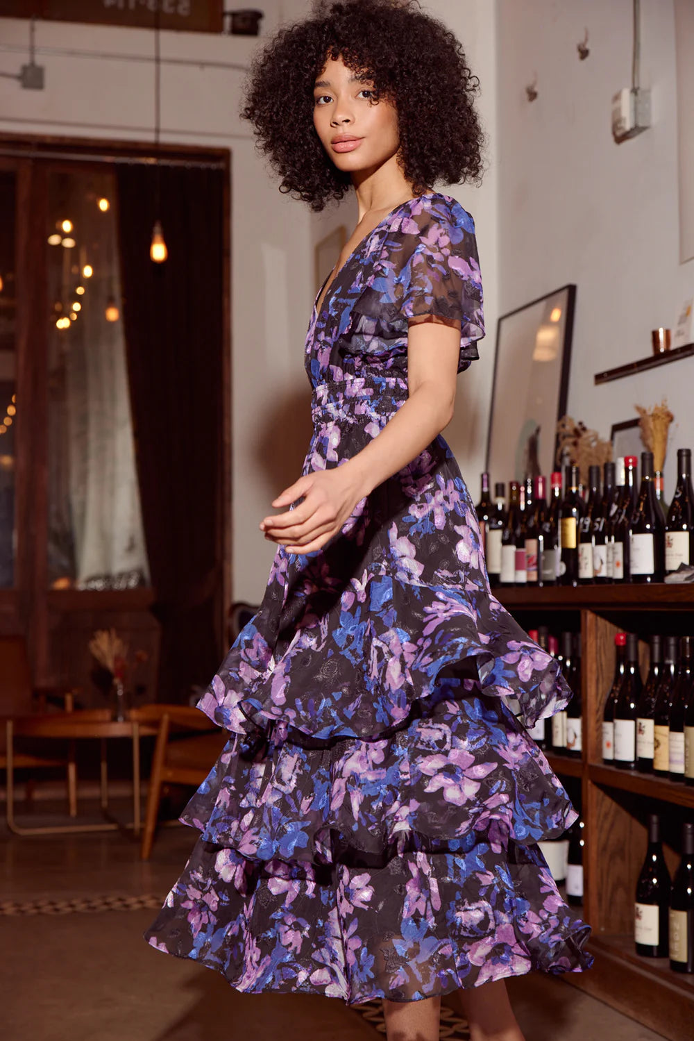 Shop Ombre floral print georgette pleated empire dress | eShakti