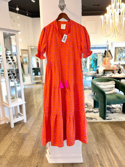 Flaming Katy Dress in Orange Lace Embroidery by Nimo