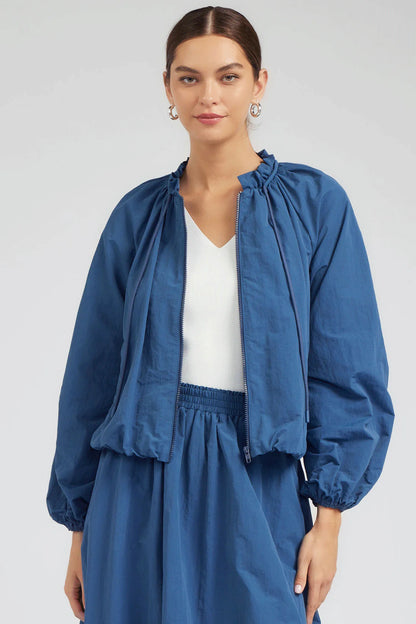 Bubble Hem Jacket in french blue by Current Air