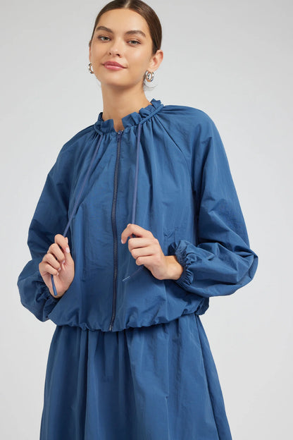 Bubble Hem Jacket in french blue by Current Air