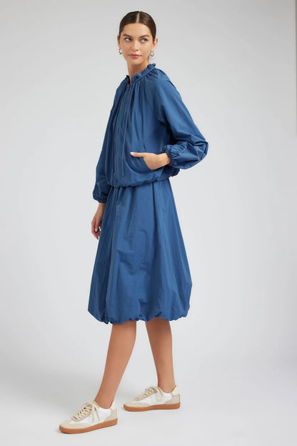 Bubble Hem Jacket in french blue by Current Air