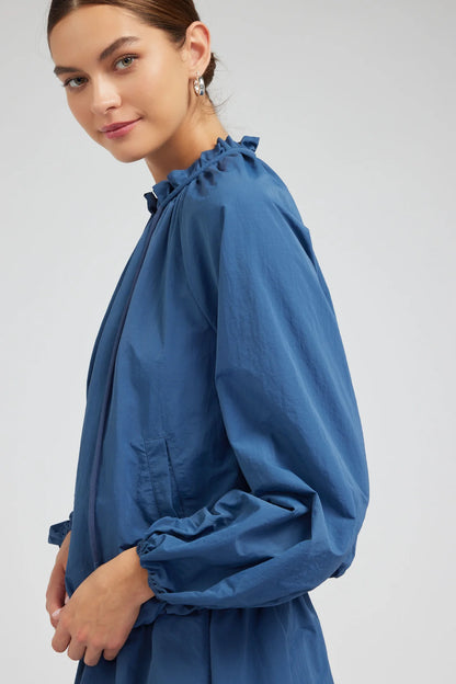 Bubble Hem Jacket in french blue by Current Air