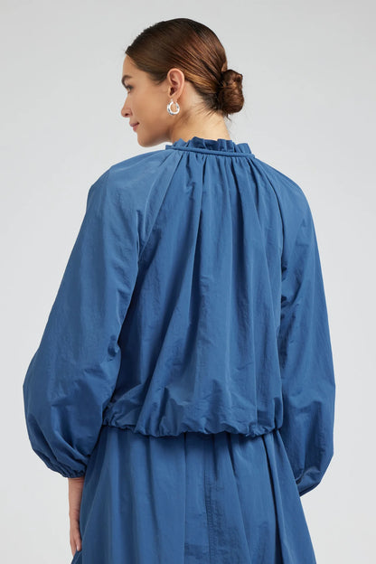 Bubble Hem Jacket in french blue by Current Air