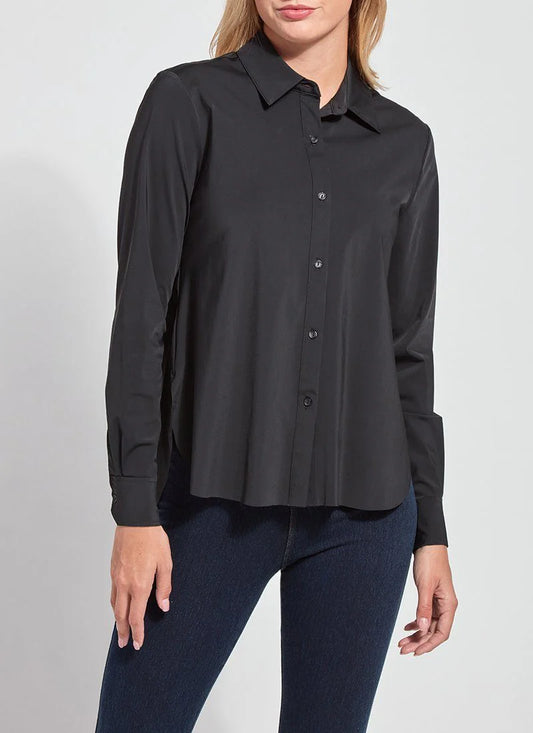 Connie Slim Button Down Blouse in black by Lysse