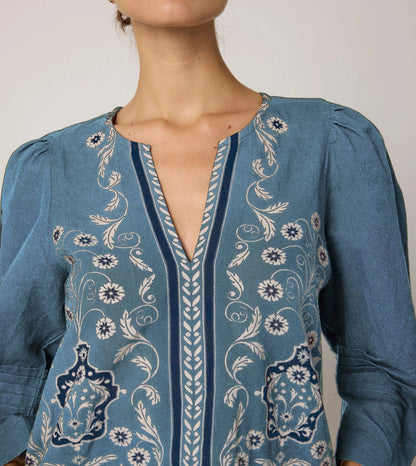 Farrah Blouse in cardamon blue by Cleobella