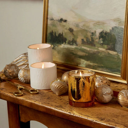 6.5 Gilded Gold Poured Candle in frasier fir by Thymes