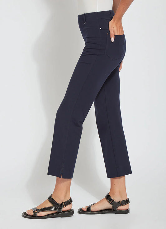 Ankle Baby Boot Pant in true navy by Lysse