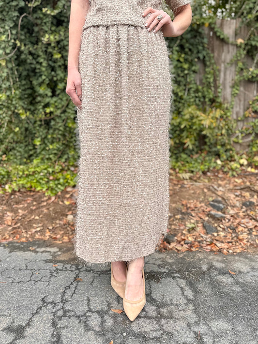 Maxi Textured Skirt in light beige by Molly Bracken