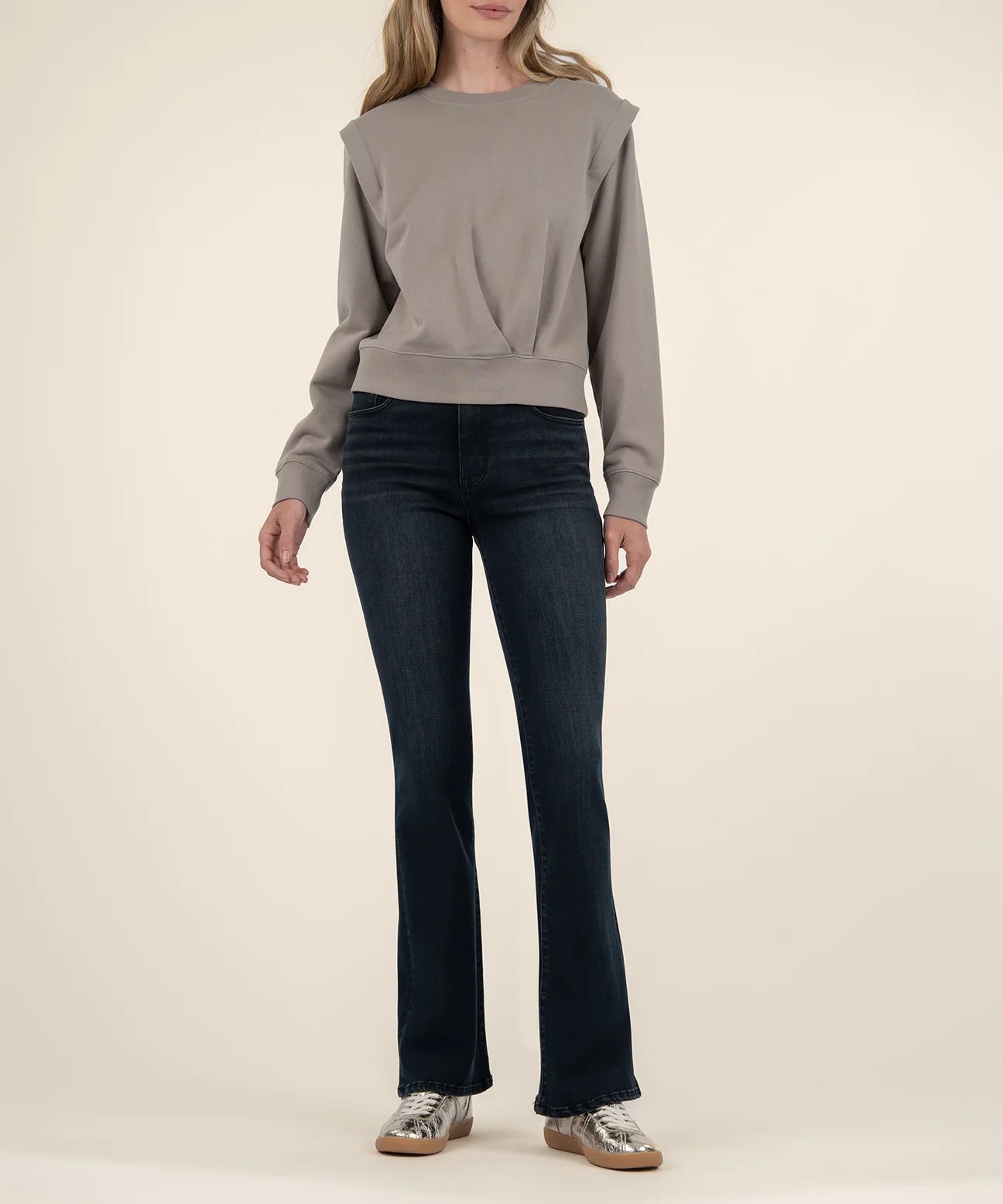 Felicity Pleated Pullover Sweatshirt in mushroom by KUT