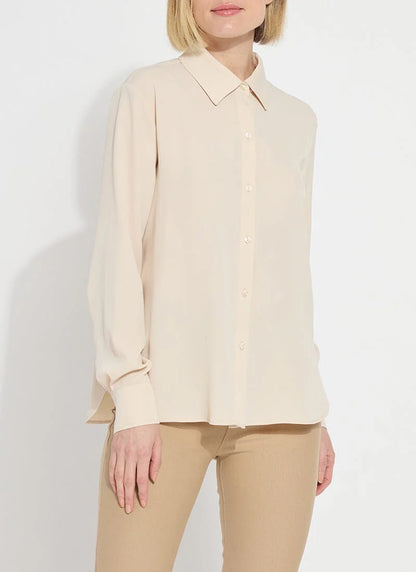 Parker Button Down Blouse in almond by Lysse