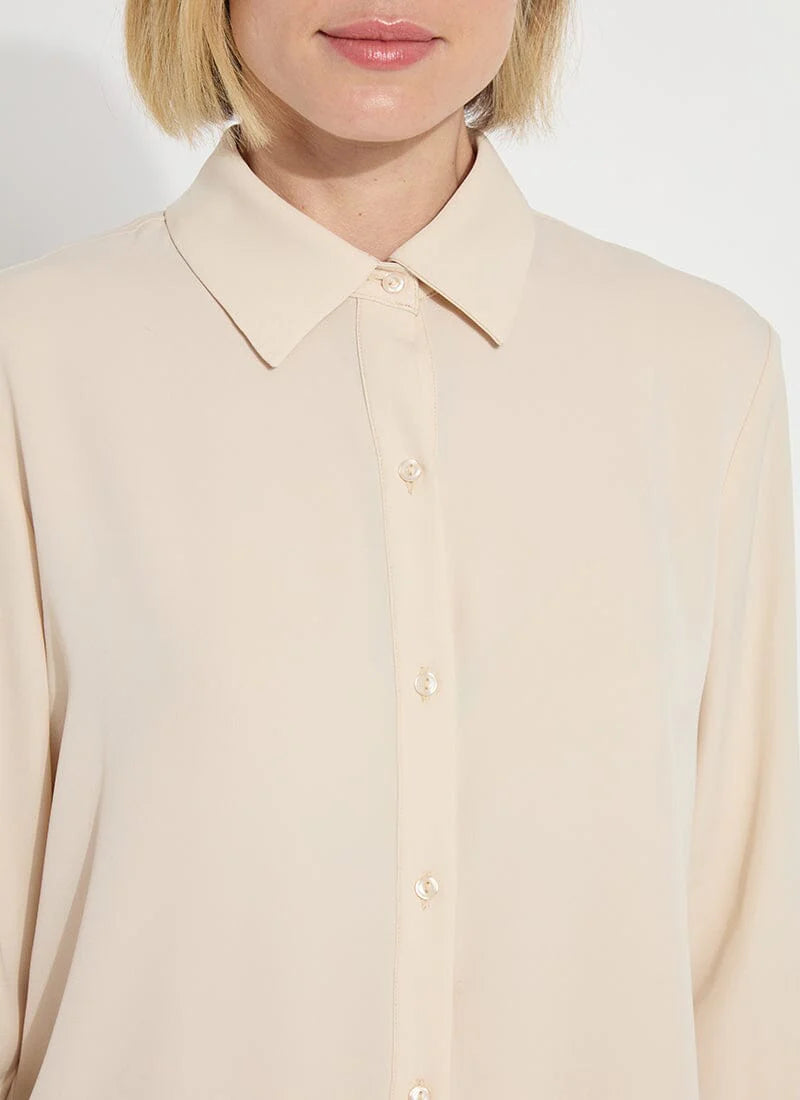 Parker Button Down Blouse in almond by Lysse