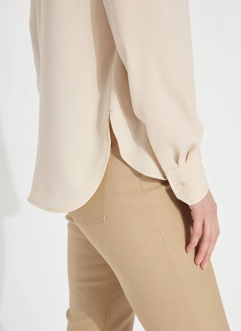 Parker Button Down Blouse in almond by Lysse