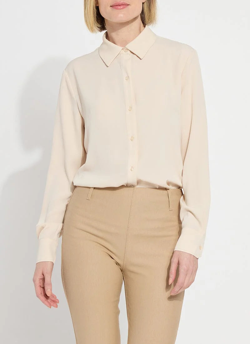 Parker Button Down Blouse in almond by Lysse