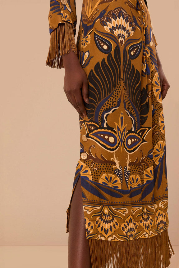 Heart Forest Maxi Dress in gold by Farm Rio