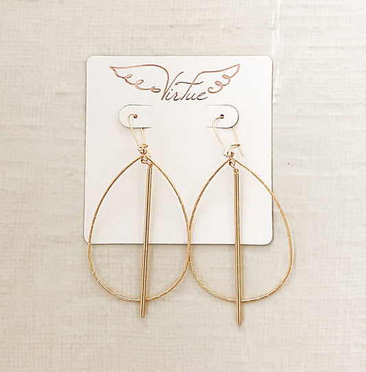 Double Bail Teardrop Hoop with metal spike in gold by Virtue