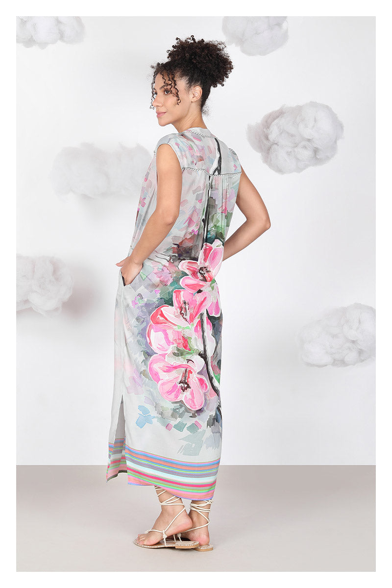 Mavina Printed Shift Dress with Sash in multi by Blank