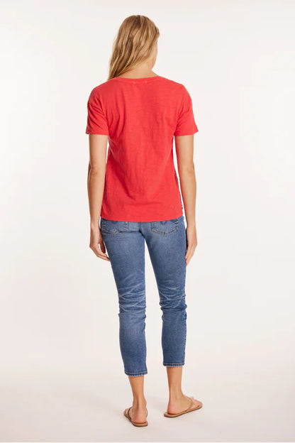 Short Sleeve V-Neck Boxy Tee in glazed cherry by Mododoc