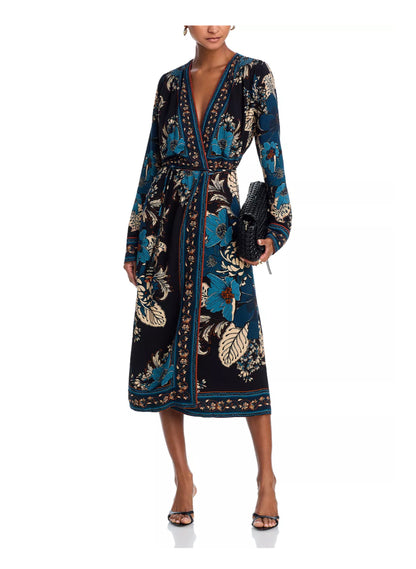 Blossom Tapestry Midi Wrap Dress in black by Farm Rio