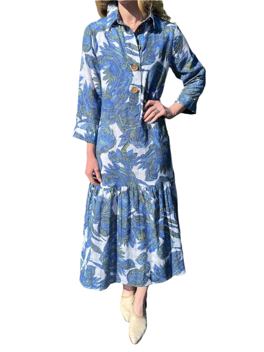 Town Midi Dress in Garden/Blue By La Plage