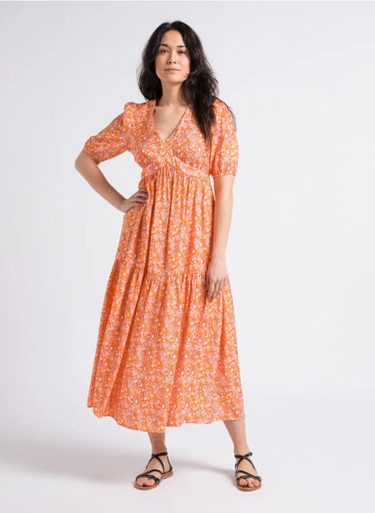 Printed Maxi Dress in orange by See U Soon