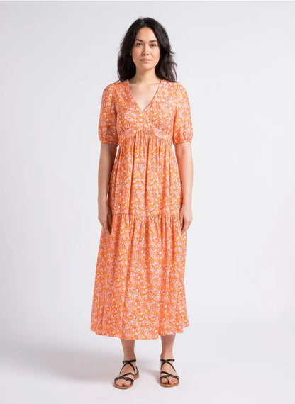 Printed Maxi Dress in orange by See U Soon