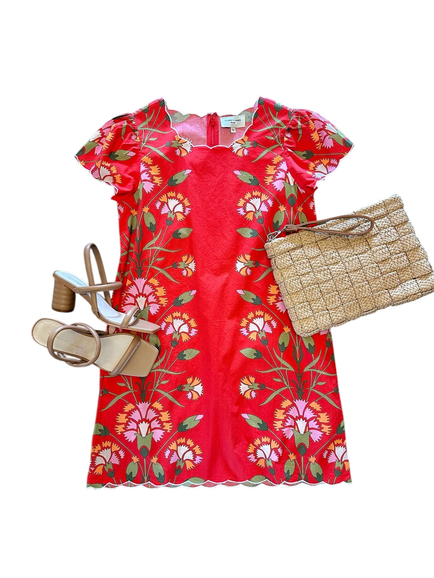 Louisa Printed Dress in indian flower poppy by Elizabeth James