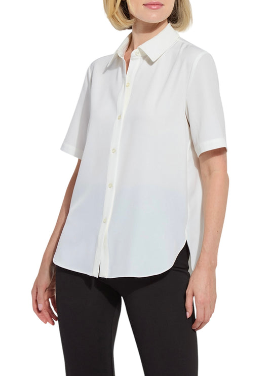 Short Sleeve Parker Top in off white by Lysse