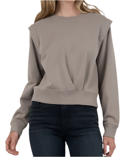 Felicity Pleated Pullover Sweatshirt in mushroom by KUT