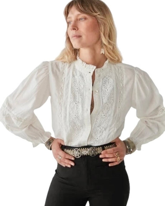 Winter Blossom Emanuelle Blouse in panna cotta by Maison Hotel