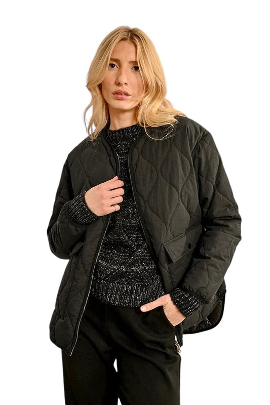 Quilted Puffer Jacket in black by Molly Bracken