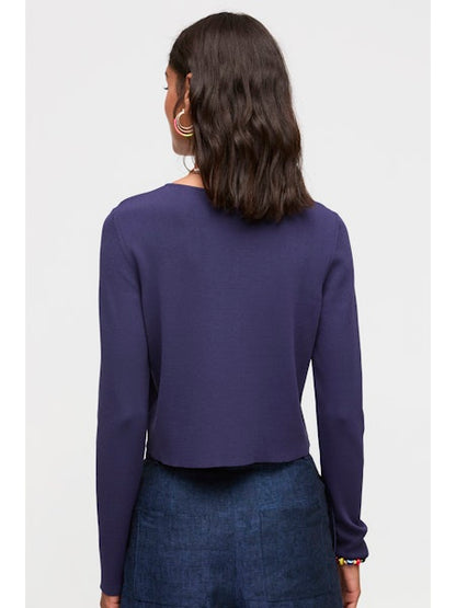 Solid Long Sleeve Cardigan in navy by Aldo Martins