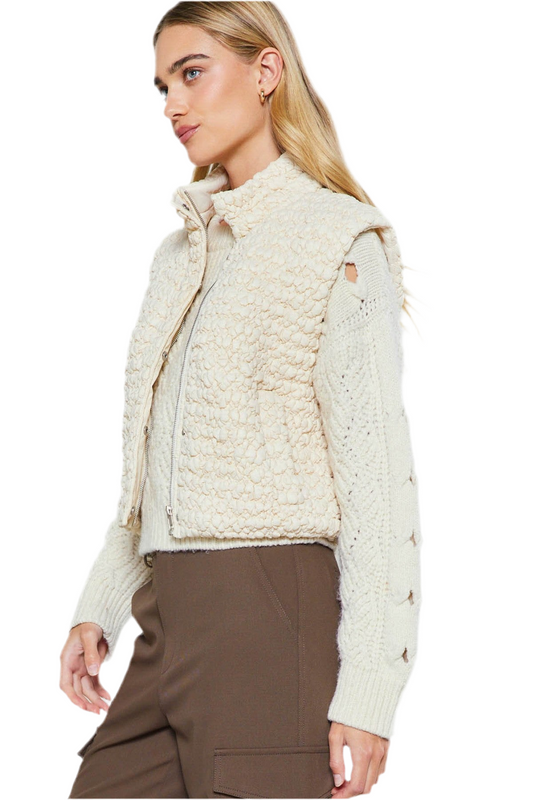 Cropped Quilted Vest in ivory by Current Air