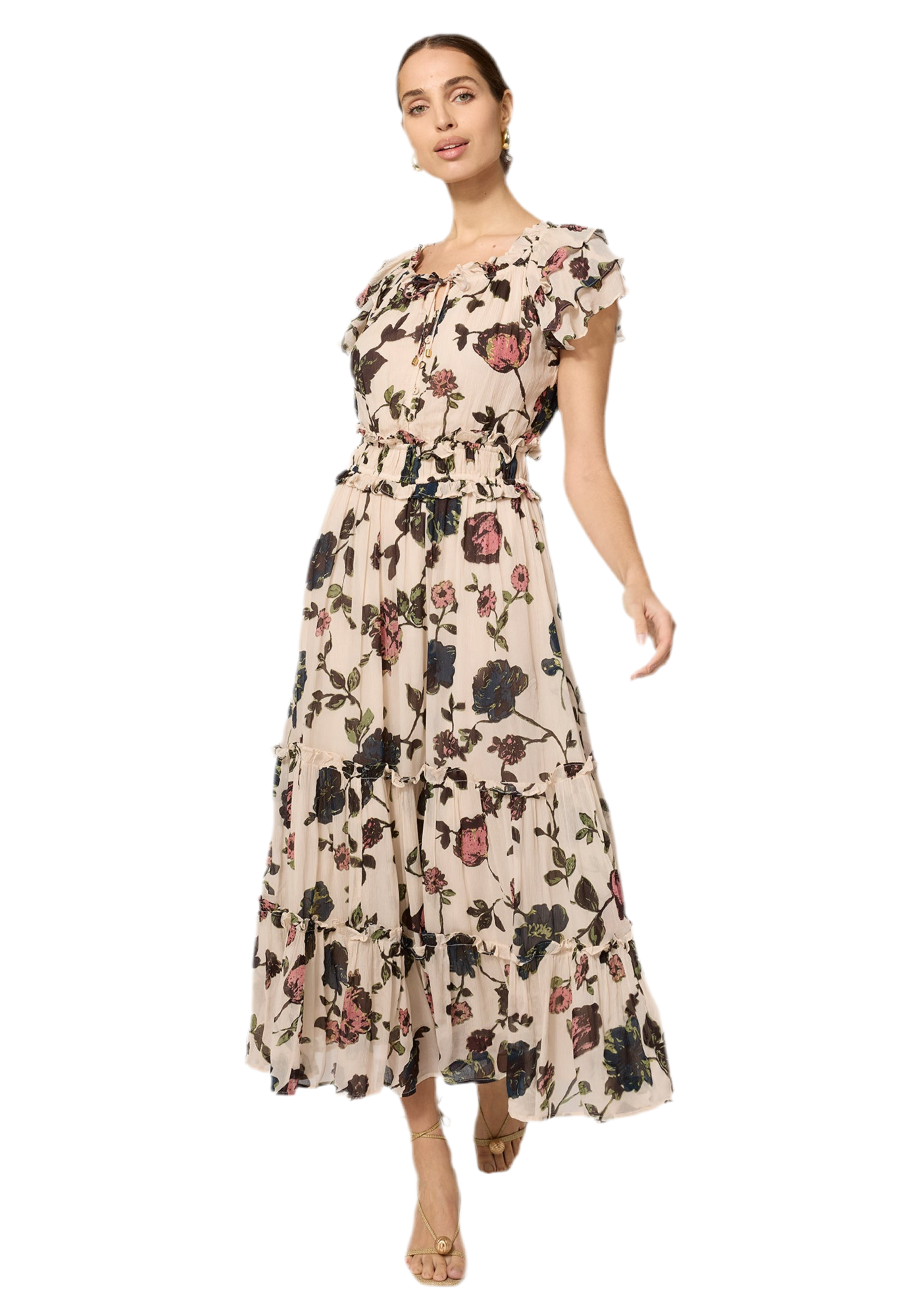 Delaney Midi Dress in jardin print by Cleobella