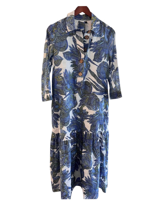 Town Midi Dress in Garden/Blue By La Plage