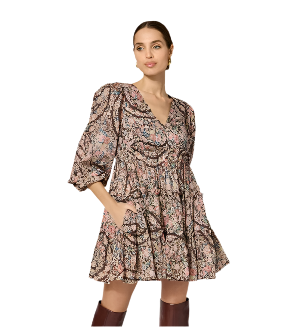 Francesca Mini Dress in divina print by Cleobella