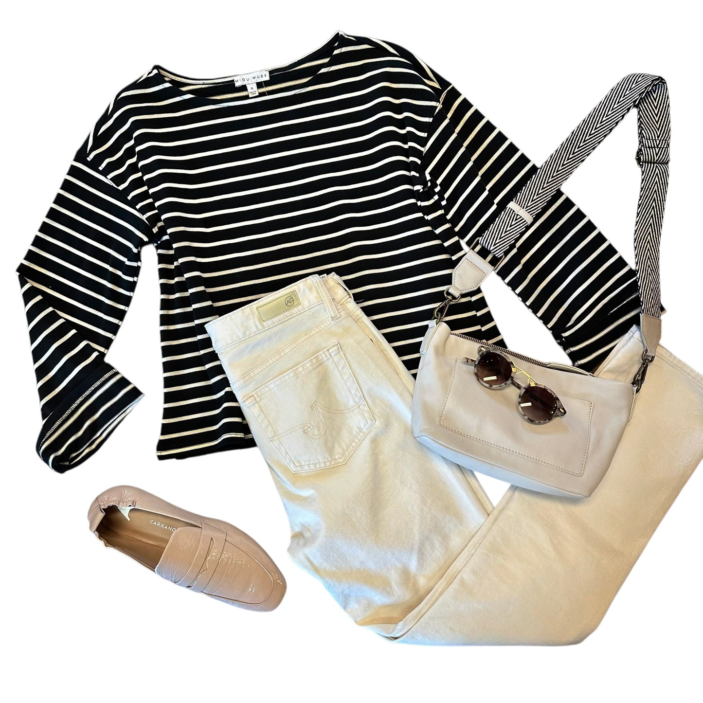 Striped Long Sleeve Top in black/white by Miou Muse