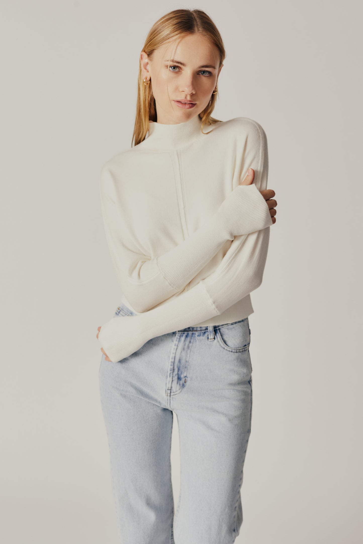 Campanula Turtleneck Sweater in ecru by Deluc