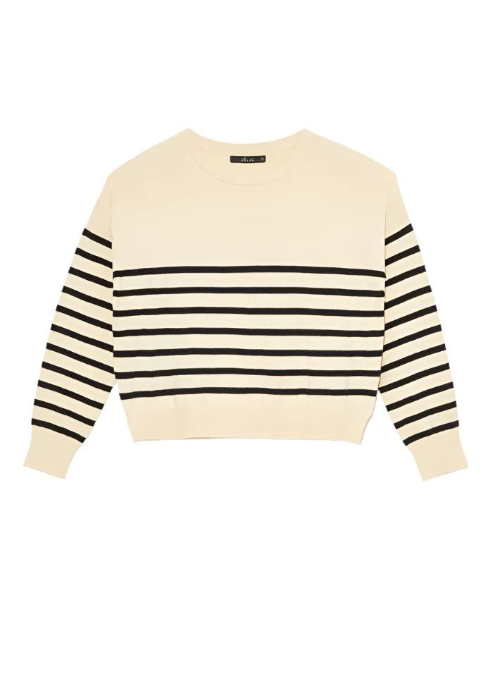 Polly Striped Sweater in ecru/black by Deluc